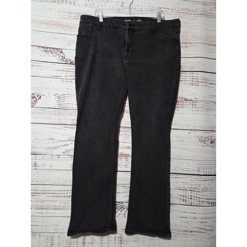 Old Navy Womens Mid-Rise Boot-Cut Jeans Faded Black Size 18 Stretch Denim
